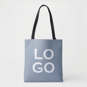 Bedrijfs- of zakelijk logo op stoffig blauw tote bag