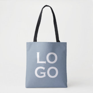 Bedrijfs- of zakelijk logo op stoffig blauw tote bag
