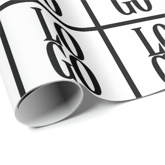 Bedrijfs- of zakelijk logo op wit cadeaupapier (Rol Hoek)