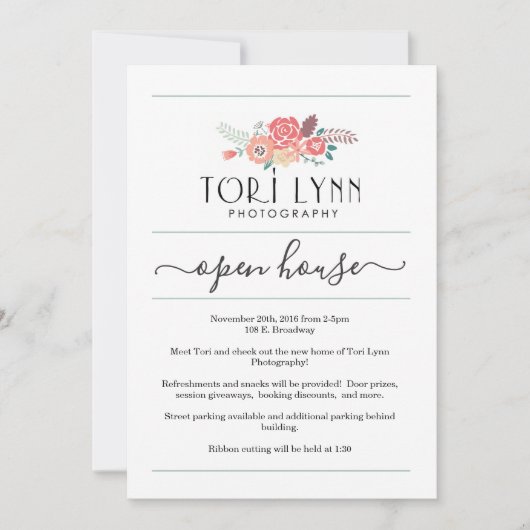 Bedrijfs Open Huis Uitnodiging | Gewoon recht (Voorkant)