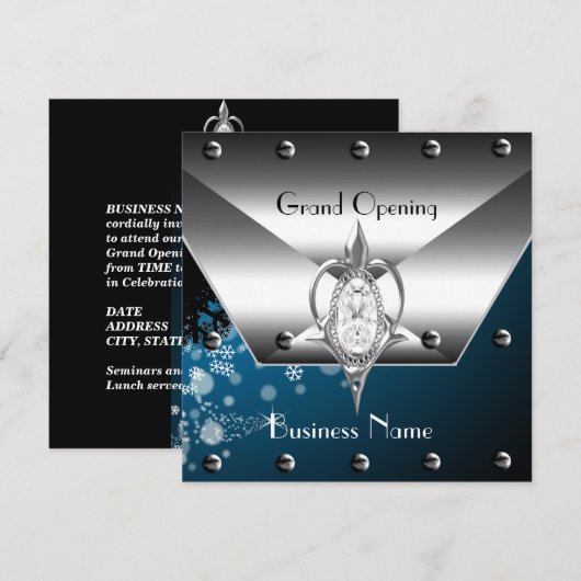 Bedrijfs Openende Uitnodiging Zilveren Diamanten (Voorkant / Achterkant)