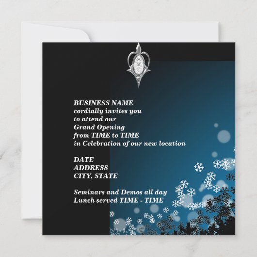 Bedrijfs Openende Uitnodiging Zilveren Diamanten (Achterkant)