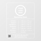 Bedrijfs Openingstijden Logo QR Code Transparant Raamsticker (Vel)