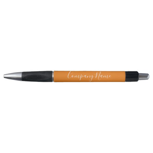 Bedrijfs Oranje en Wit Script Tekst Bedrijfsnaam Pen (Voorkant)