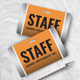 Bedrijfs-pas Orange & Steel Personeel Badge