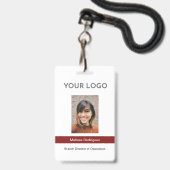 Bedrijfs-pasfoto ID in bordeauxrood Badge (Voorzijde met lanyard)