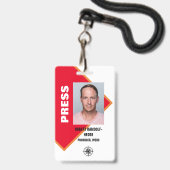 BEDRIJFS PERS MEDIA I.D. EVENEMENTENPAS BADGE (Voorzijde met lanyard)
