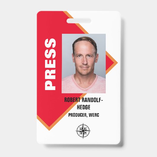 BEDRIJFS PERS MEDIA I.D. EVENEMENTENPAS BADGE (Voorzijde)