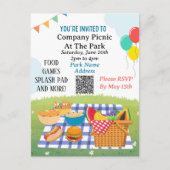 Bedrijfs Picknick Zomer QR-code Template Uitnodigi Uitnodiging Briefkaart (Voorkant)