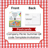 Bedrijfs Picknick Zomer QR-code Template Uitnodigi Uitnodiging Briefkaart