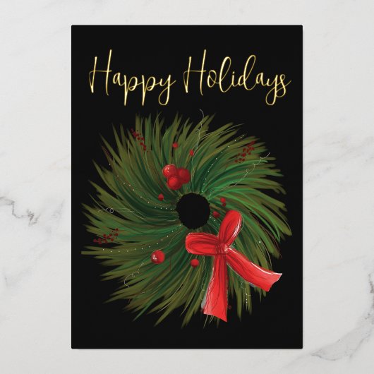 Bedrijfs Prettige feestdagen Waterverf Wreate Gold (Voorkant)