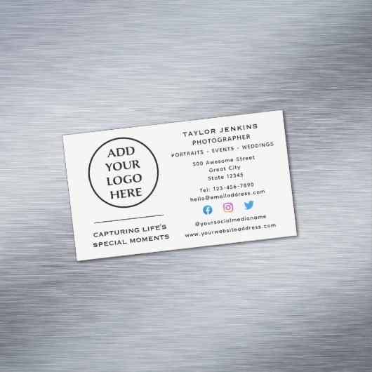 Bedrijfs Professionele Logo Sociale Media Magnetisch Visitekaartje (Voorbeeld)