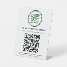 Bedrijfs QR Code en Logo Reclamebord Met Voetstuk