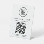 Bedrijfs QR Code en Logo Reclamebord Met Voetstuk (Voorkant)