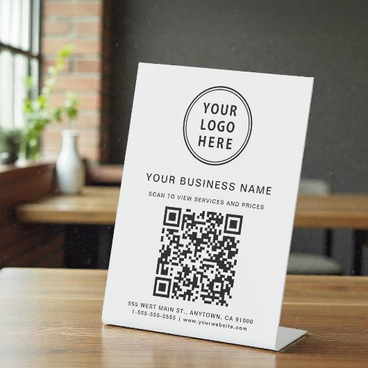 Bedrijfs QR Code en Logo Reclamebord Met Voetstuk