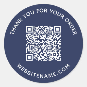 Bedrijfs QR Code Klant Dank u Blauw van de marine Ronde Sticker