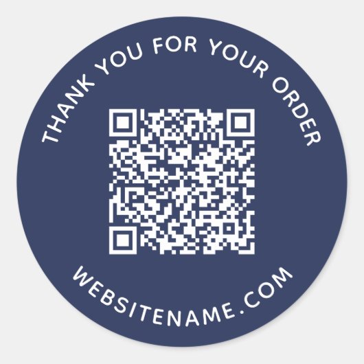 Bedrijfs QR Code Klant Dank u Blauw van de marine Ronde Sticker (Voorkant)