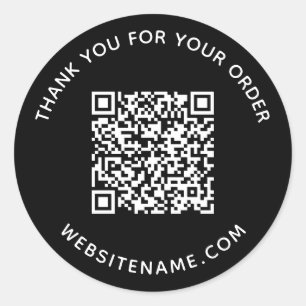 Bedrijfs QR Code Klant Dank u Zwart Ronde Sticker