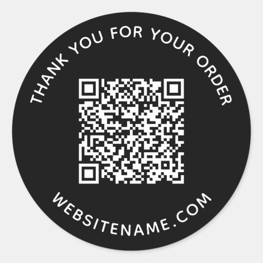 Bedrijfs QR Code Klant Dank u Zwart Ronde Sticker (Voorkant)