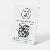 Bedrijfs QR Code Logo Sociale Media Reclamebord Met Voetstuk (Voorkant)