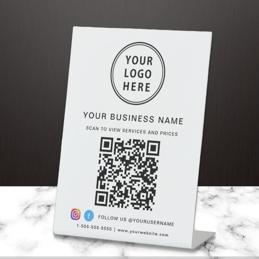 Bedrijfs QR Code Logo Sociale Media Reclamebord Met Voetstuk