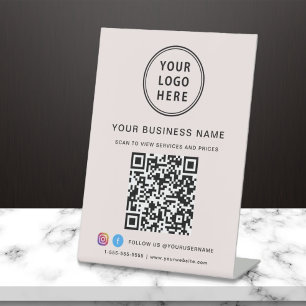 Bedrijfs QR Code Logo Sociale Media Roze Reclamebord Met Voetstuk