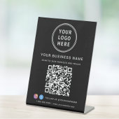 Bedrijfs QR Code Logo Sociale Media Zwart Reclamebord Met Voetstuk