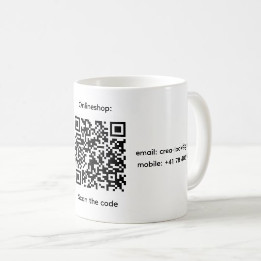bedrijfs qr code mok  (Voorkant rechts)