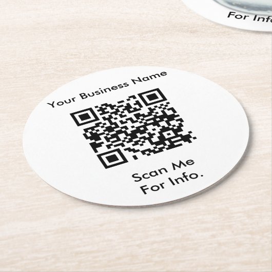 Bedrijfs QR-code Ronde Kartonnen Onderzetter (Gebogen)
