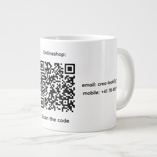 bedrijfs qr code speciale mok  (Voorkant rechts)