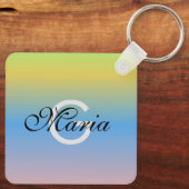 Bedrijfs QR de Gradiënt Monogrammed Sleutelhanger  (Achterkant)