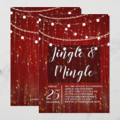 Bedrijfs Rode Kerstverlichting Jingle en Mingle Kaart (Voorkant / Achterkant)