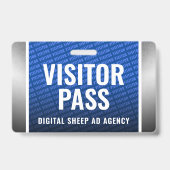 Bedrijfs Royal Blue & Steel Visitor Pass Badge (Achterkant)