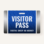 Bedrijfs Royal Blue & Steel Visitor Pass Badge (Voorkant)