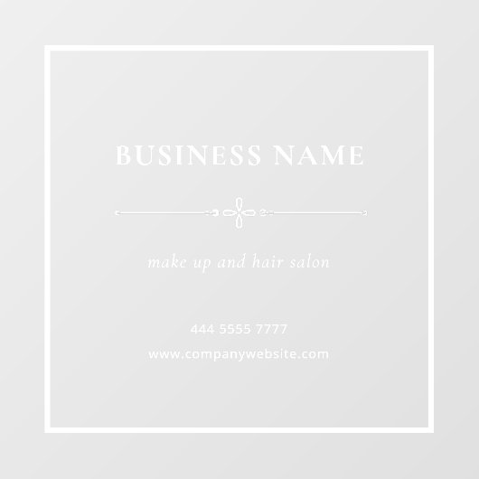 Bedrijfs Salonnaam Wit Lijst Raamsticker (Vel)