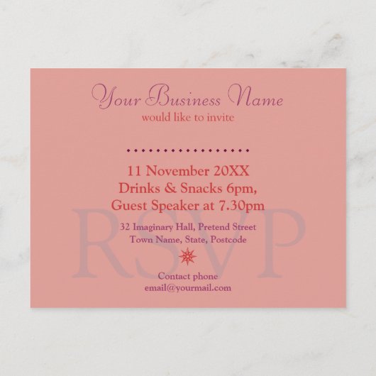 Bedrijfs Seminar de sjabloon van de Uitnodiging va (Achterkant)