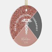 Bedrijfs Therapistisch Roos Gold Gepersonaliseerd Keramisch Ornament (Rechts)