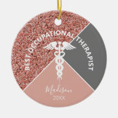 Bedrijfs Therapistisch Roos Gold Gepersonaliseerd Keramisch Ornament (Voorkant)