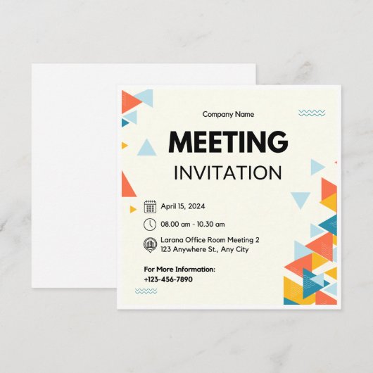 Bedrijfs Vergadering Kaart (Voorkant / Achterkant)