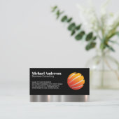 Bedrijfs Wereldbol Logo | Metaal Visitekaartje (Staand voorkant)