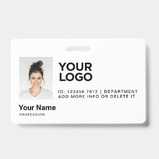 Bedrijfs Witte Werknemer Modern Pasje Beveiliging Badge (Voorzijde)