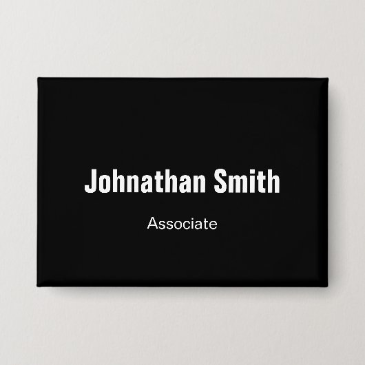 Bedrijfs Zwarte en Witte Naam van de Werknemer en Button (Voorkant)