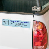 Bedrijfsadres en telefoonnummer op lichtblauw bumpersticker (Op Truck)