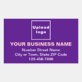 Bedrijfsadres en telefoonnummer op Paars Rechthoekige Sticker (Voorkant)