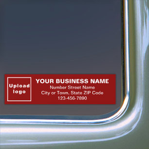 Bedrijfsadres en telefoonnummer op rood bumpersticker