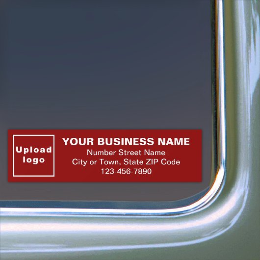 Bedrijfsadres en telefoonnummer op rood bumpersticker