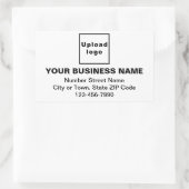 Bedrijfsadres en telefoonnummer op wit rechthoekige sticker (Tas)