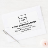 Bedrijfsadres en telefoonnummer op wit rechthoekige sticker (Envelop)