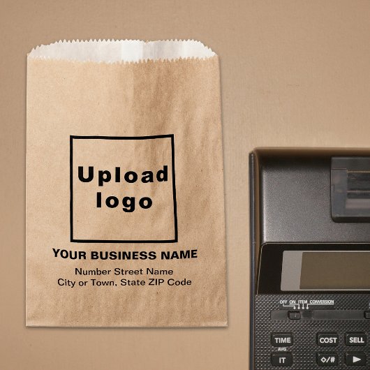 Bedrijfsadres in de papiertas van bruin papier bedankzakje