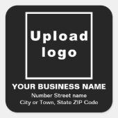 Bedrijfsadres op Black Square Sticker (Voorkant)